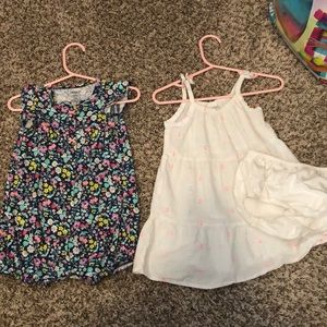 Set- 1 floral romper, 1 white dress